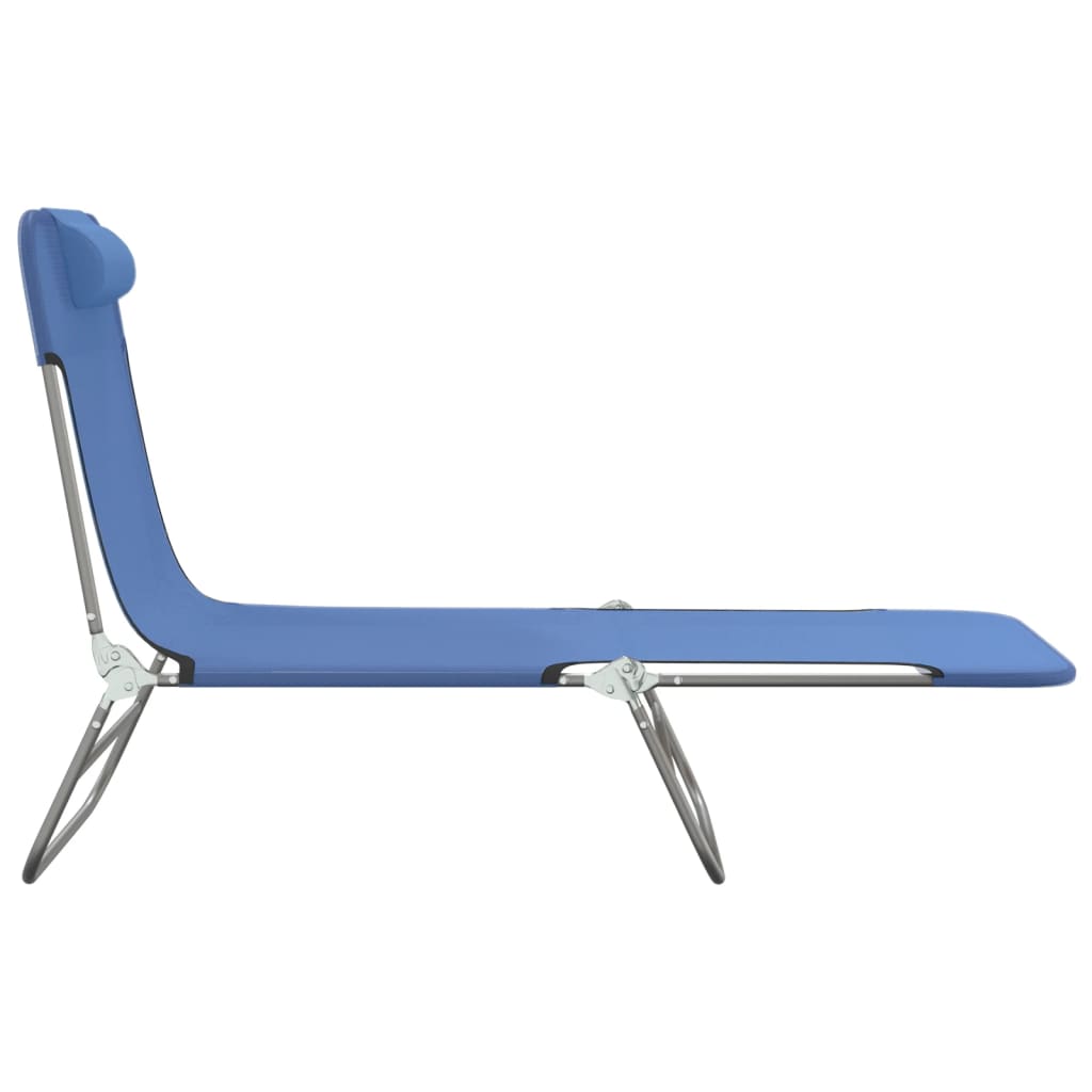 Foldable sun loungers, 2 pcs, blue, textilene/steel