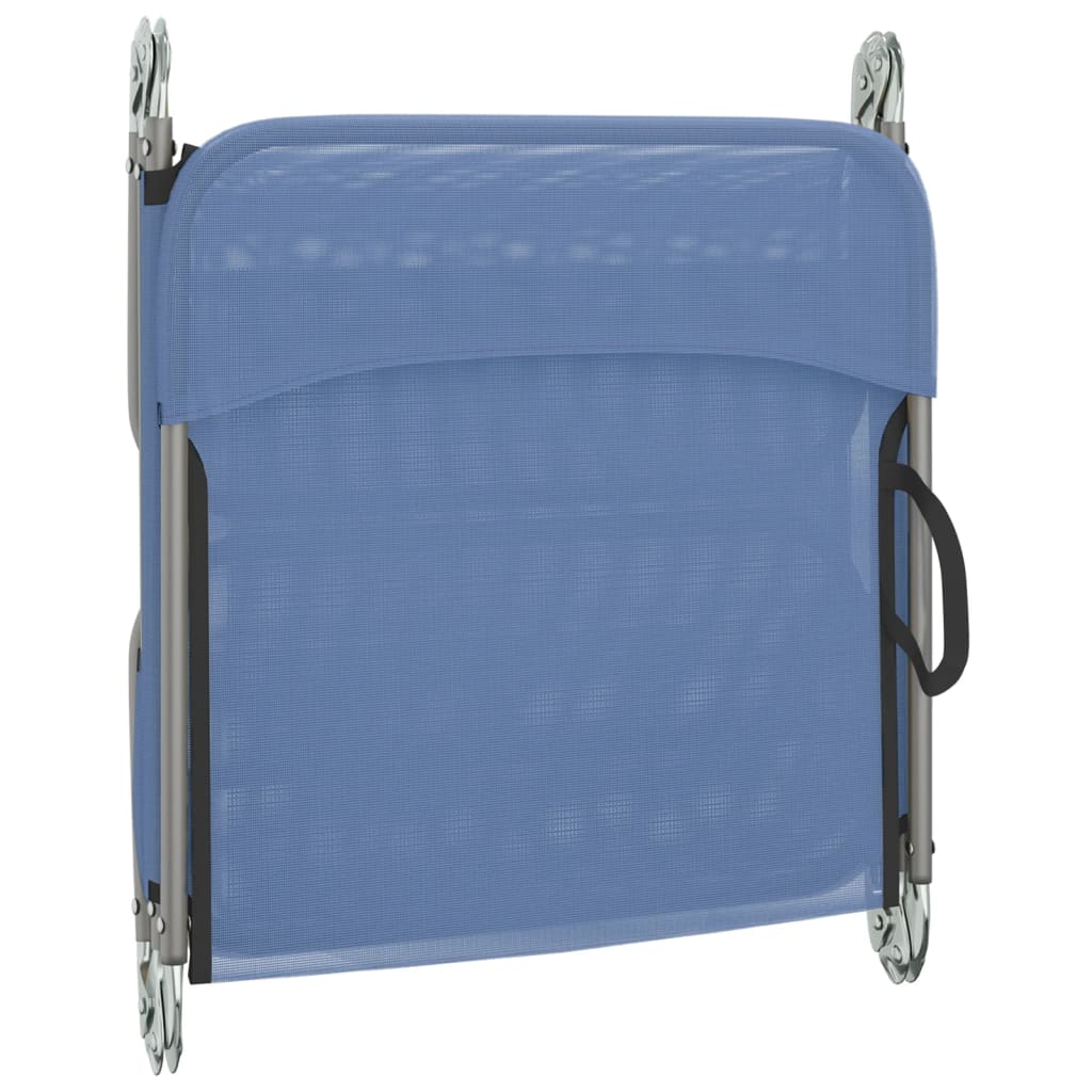 Foldable sun loungers, 2 pcs, blue, textilene/steel