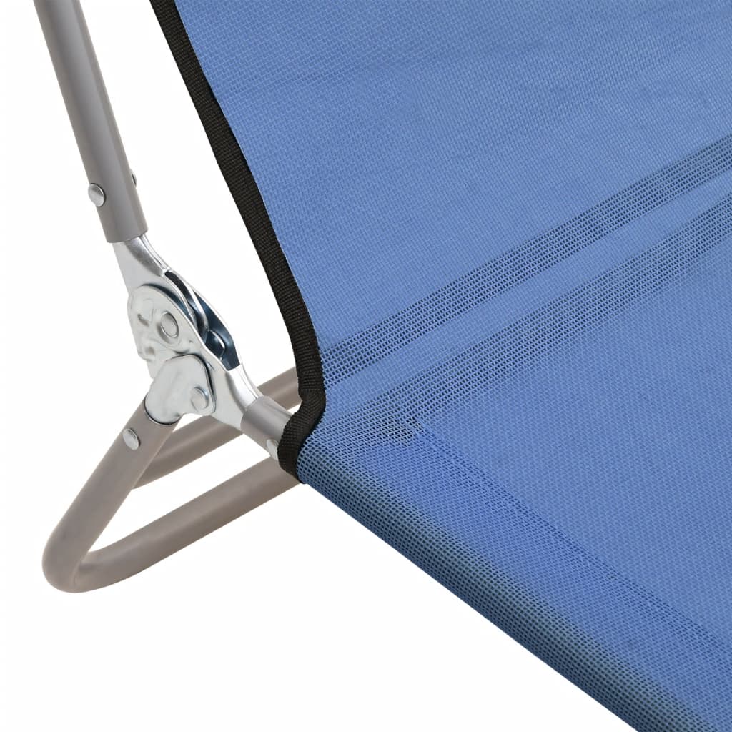 Foldable sun loungers, 2 pcs, blue, textilene/steel