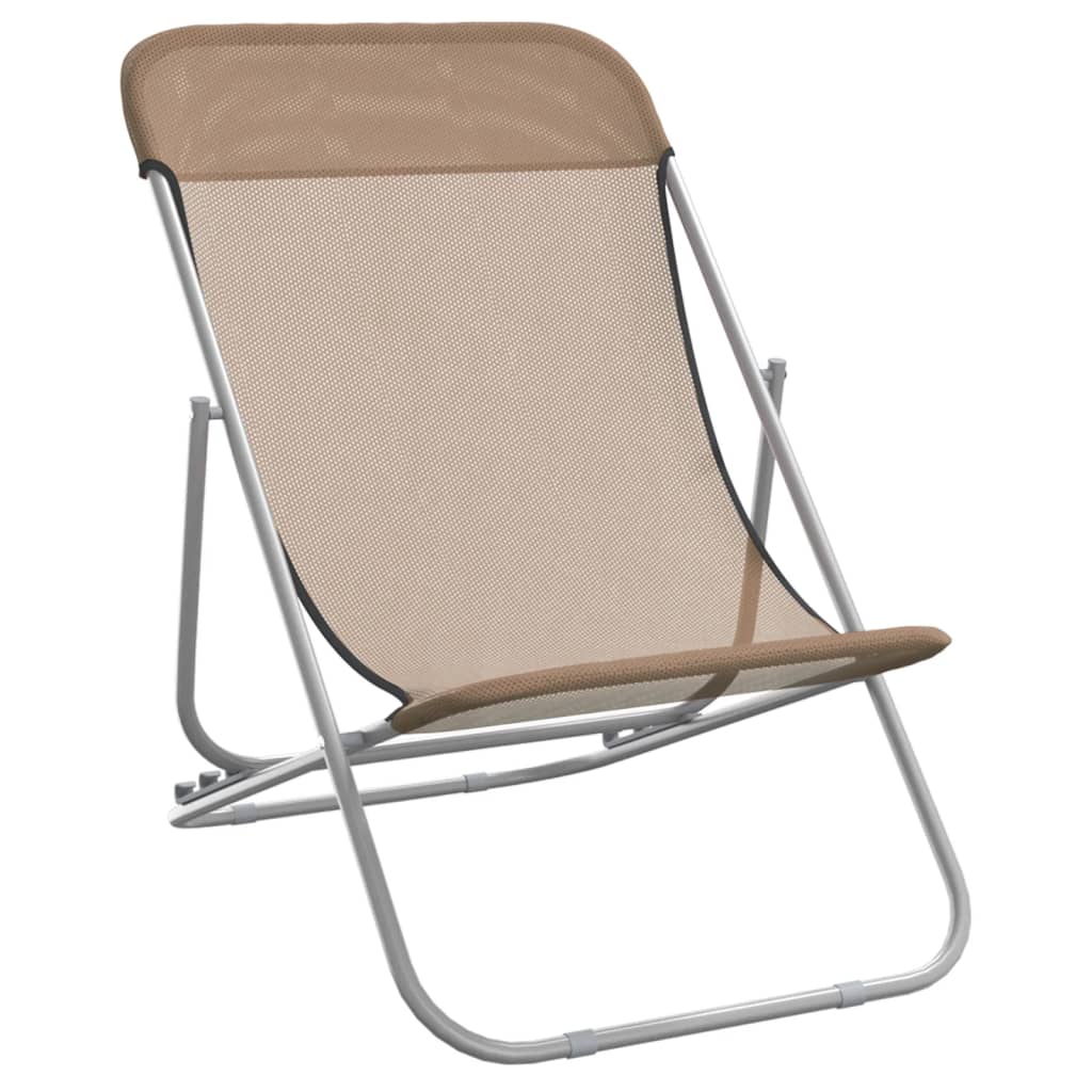 Beach chairs, 2 pcs., taupe, textilene and steel