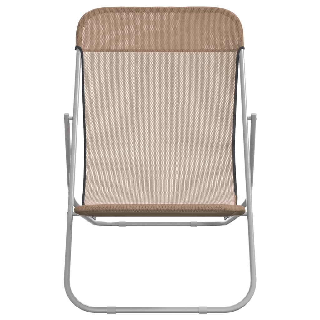 Beach chairs, 2 pcs., taupe, textilene and steel