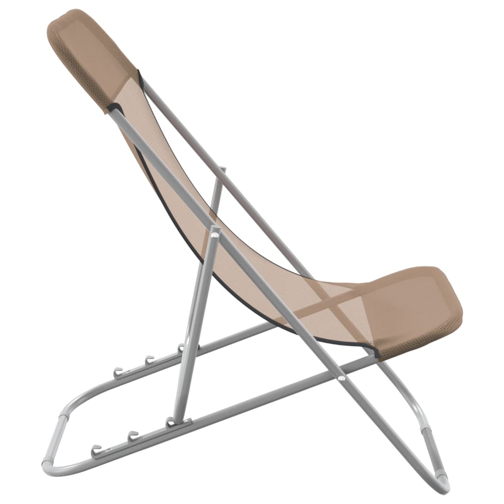 Beach chairs, 2 pcs., taupe, textilene and steel
