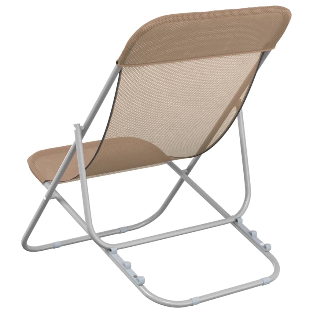 Beach chairs, 2 pcs., taupe, textilene and steel