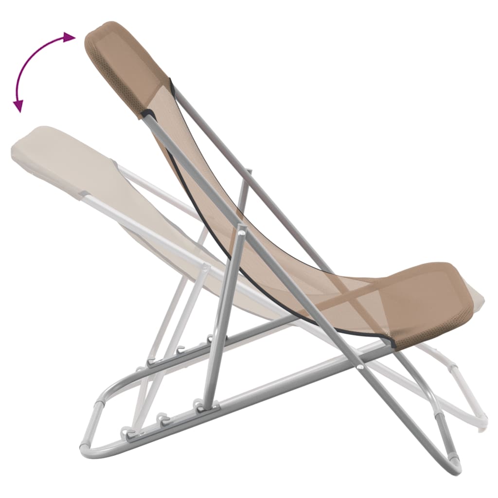 Beach chairs, 2 pcs., taupe, textilene and steel