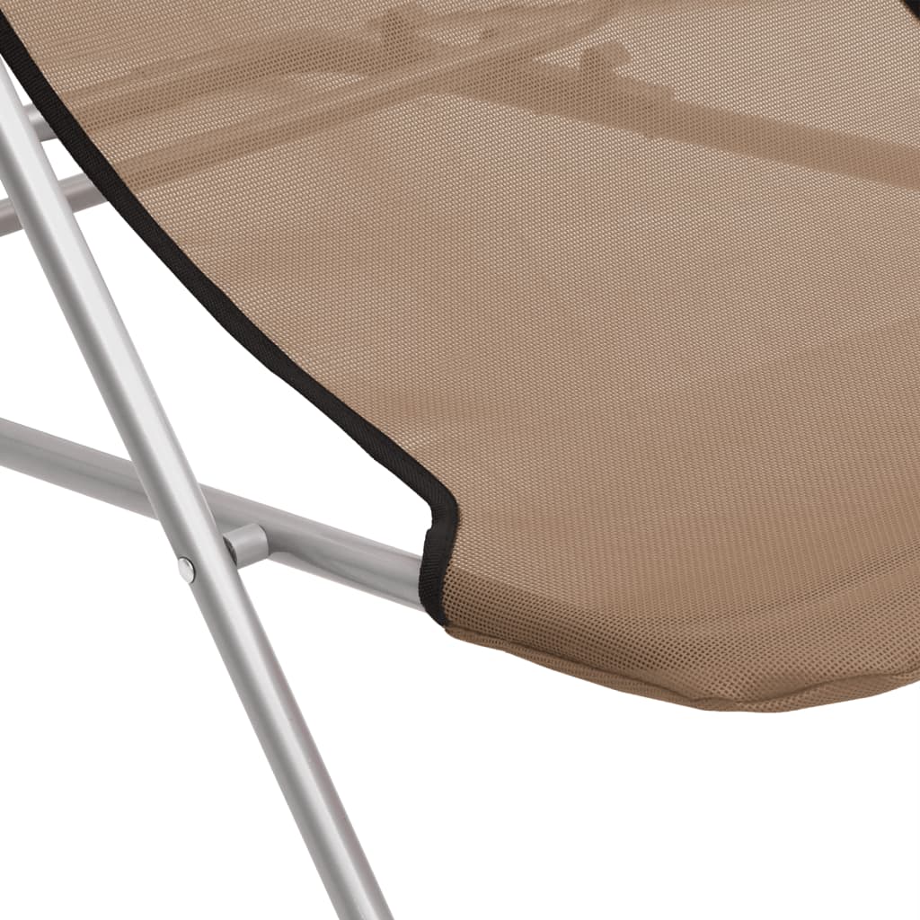 Beach chairs, 2 pcs., taupe, textilene and steel