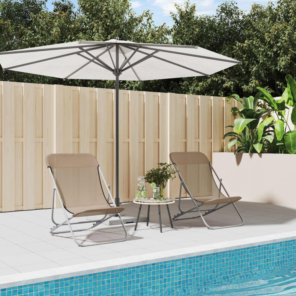 Beach chairs, 2 pcs., taupe, textilene and steel