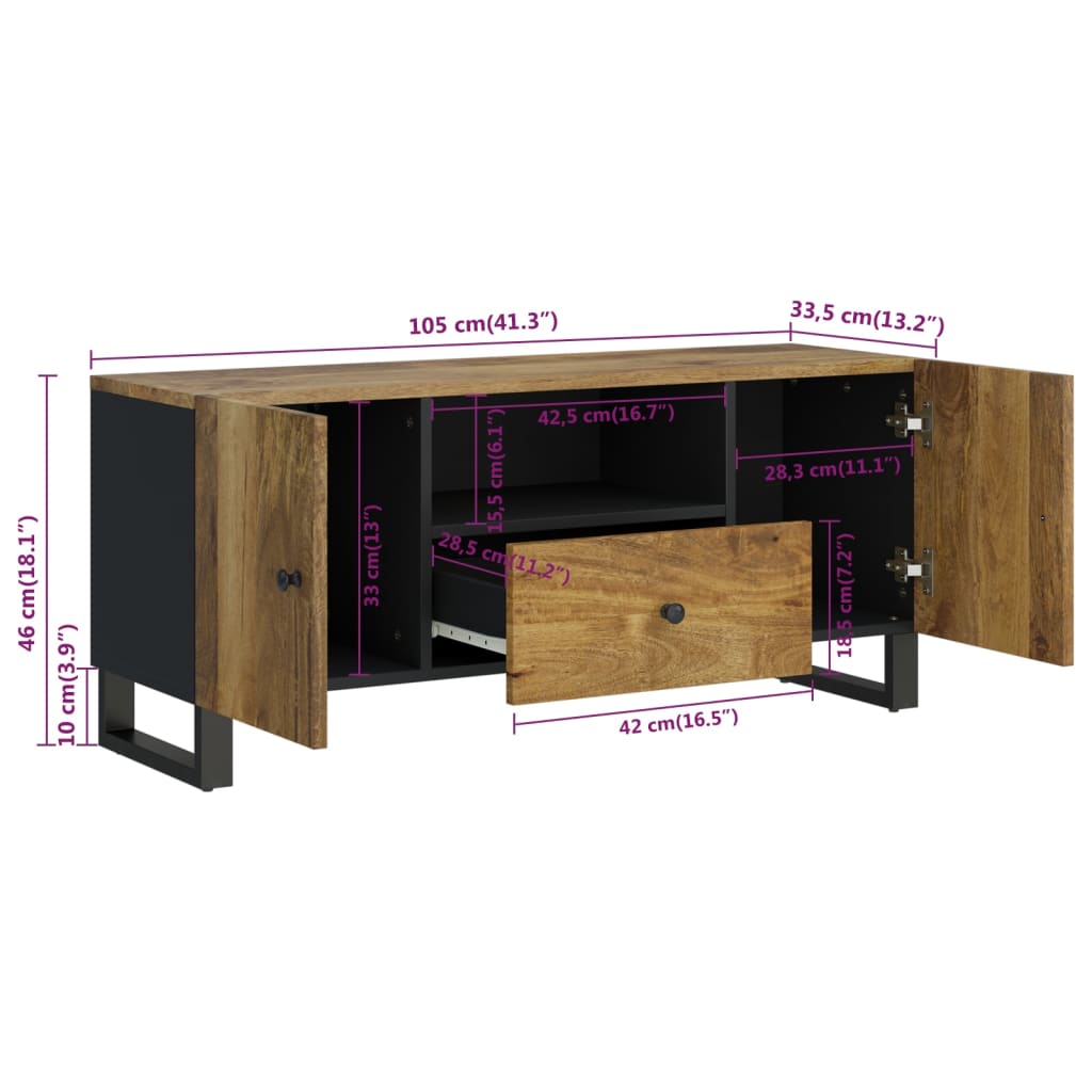 TV cabinet, 105x33.5x46cm, mango/reclaimed wood