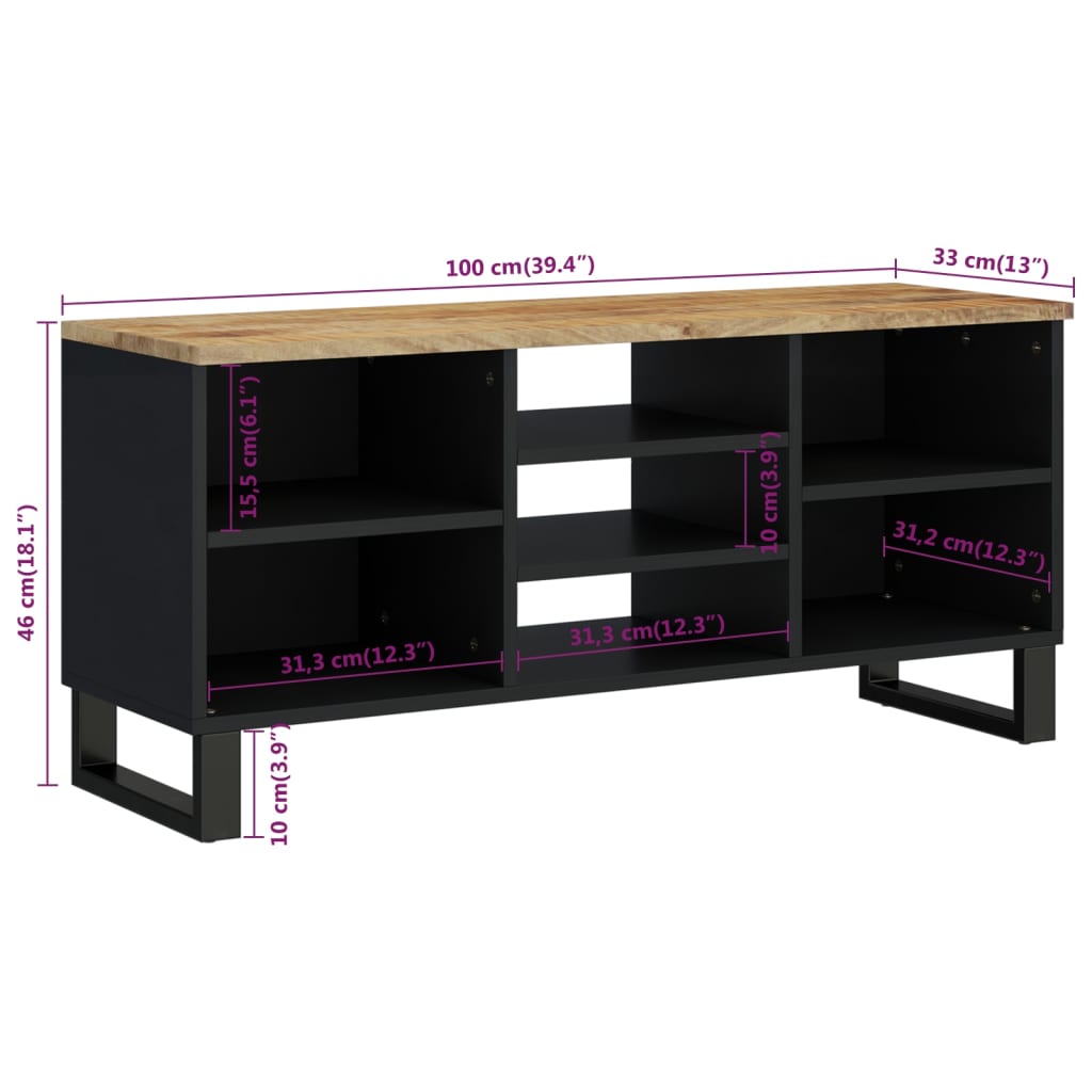 TV cabinet, 100x33x46cm, mango/engineered wood