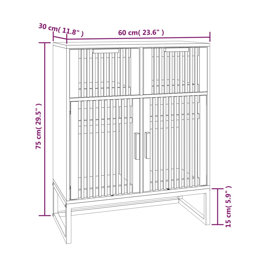 Side cabinet, white, 60x30x75cm, engineered wood
