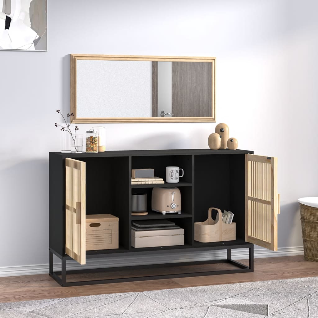 Sideboard, black, 105x30x65cm, engineered wood