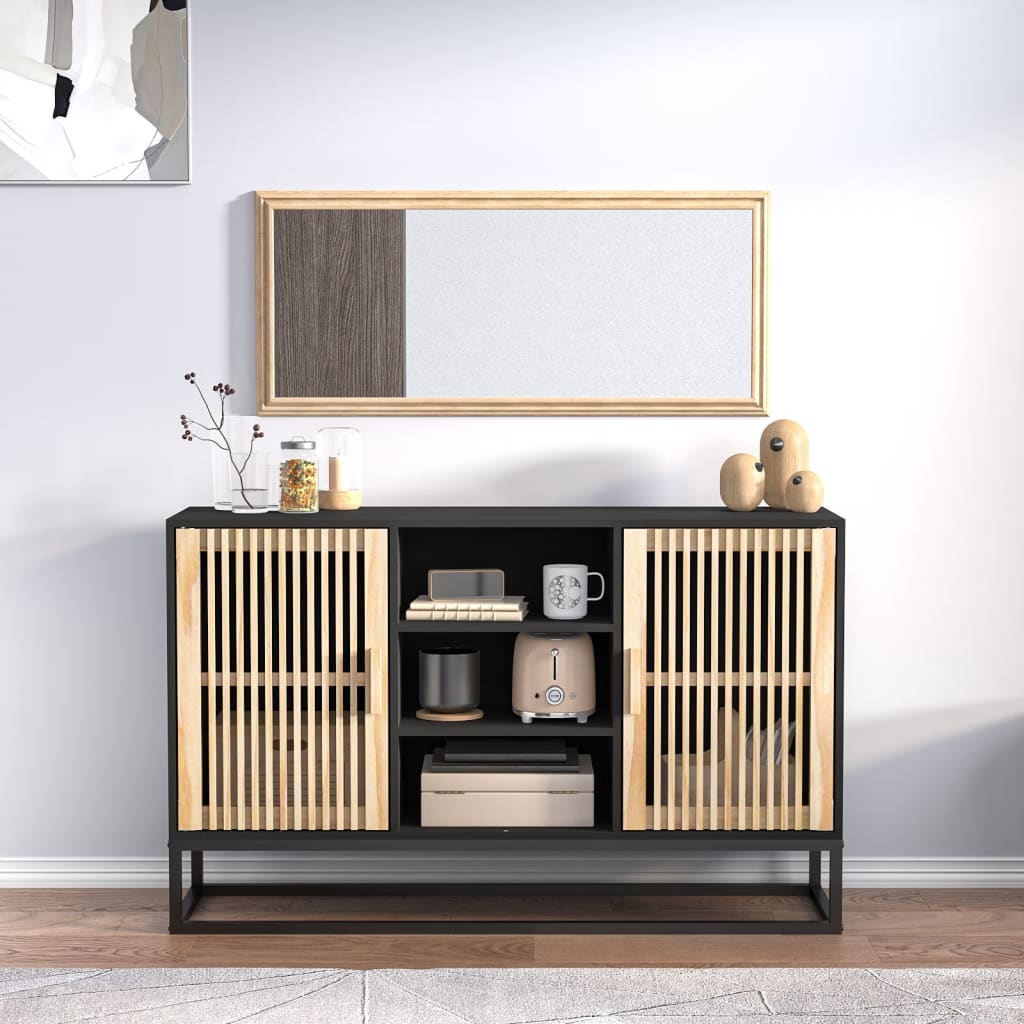 Sideboard, black, 105x30x65cm, engineered wood