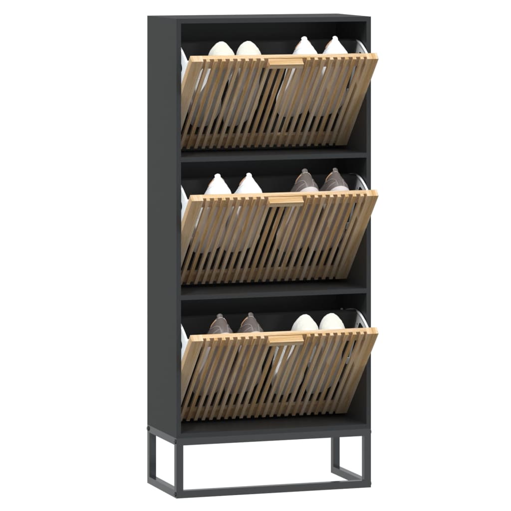 Apavu skapītis, melns, 52x25x120cm, apstrādāta koksne