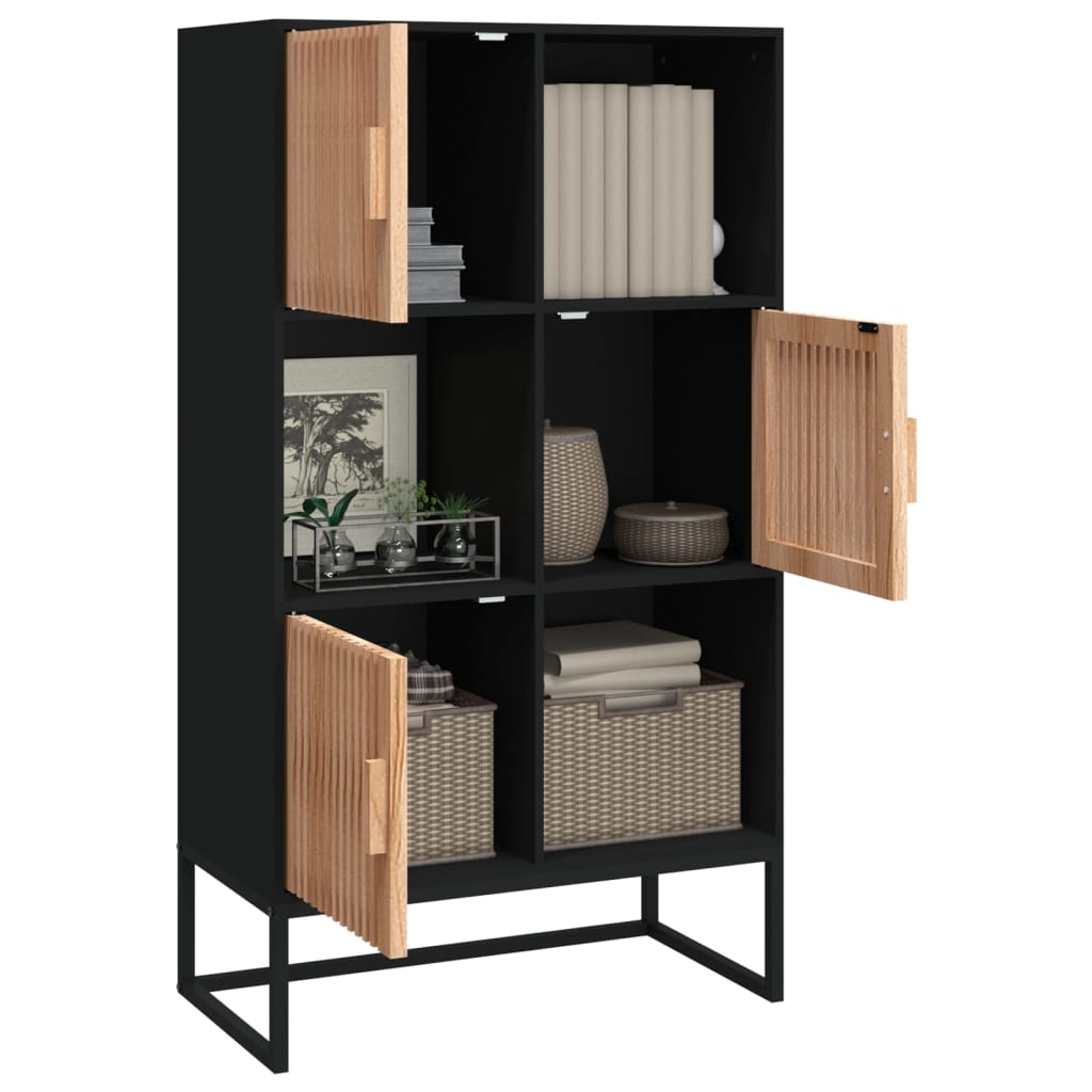 Chest of drawers, black, 70x35x125cm, engineered wood