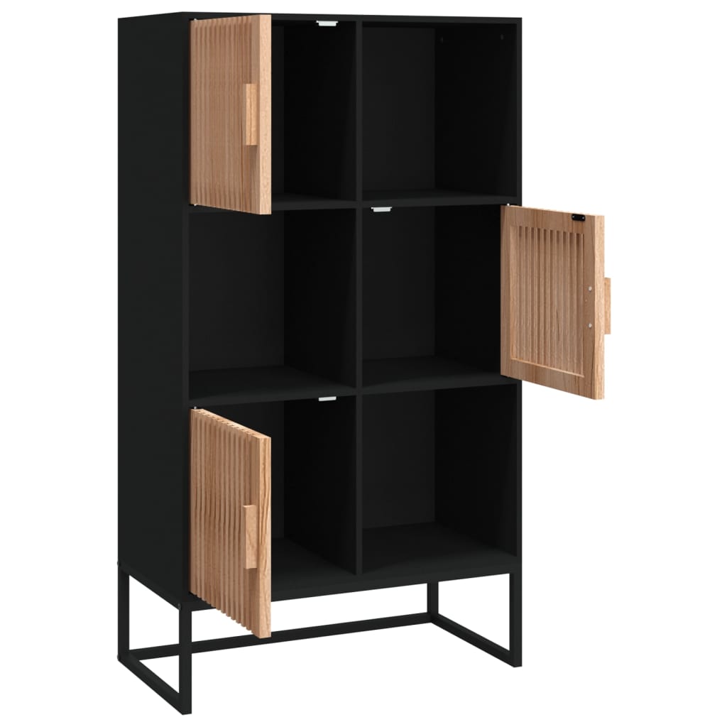 Chest of drawers, black, 70x35x125cm, engineered wood
