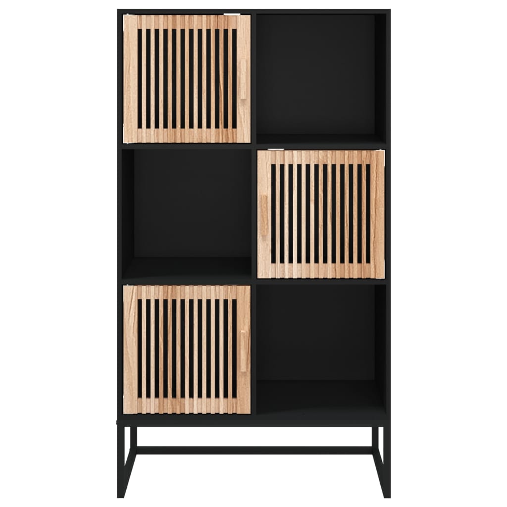 Chest of drawers, black, 70x35x125cm, engineered wood