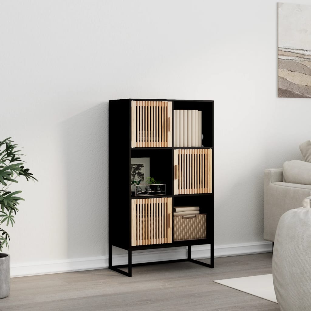 Chest of drawers, black, 70x35x125cm, engineered wood