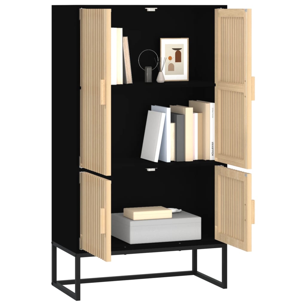 Chest of drawers, black, 70x35x125cm, engineered wood