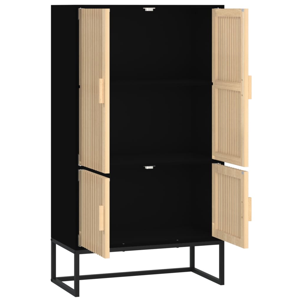 Chest of drawers, black, 70x35x125cm, engineered wood