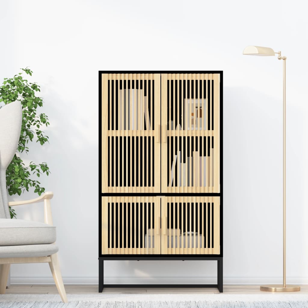 Chest of drawers, black, 70x35x125cm, engineered wood