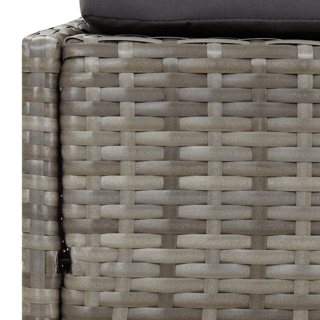 Sun lounger with canopy, grey, 200x114x128cm, poly rattan