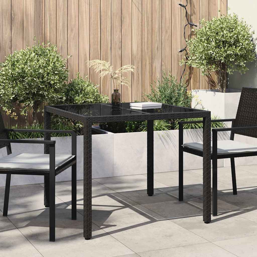 Sodo stalas Juoda 90 x 90 x 75 cm poliratanas