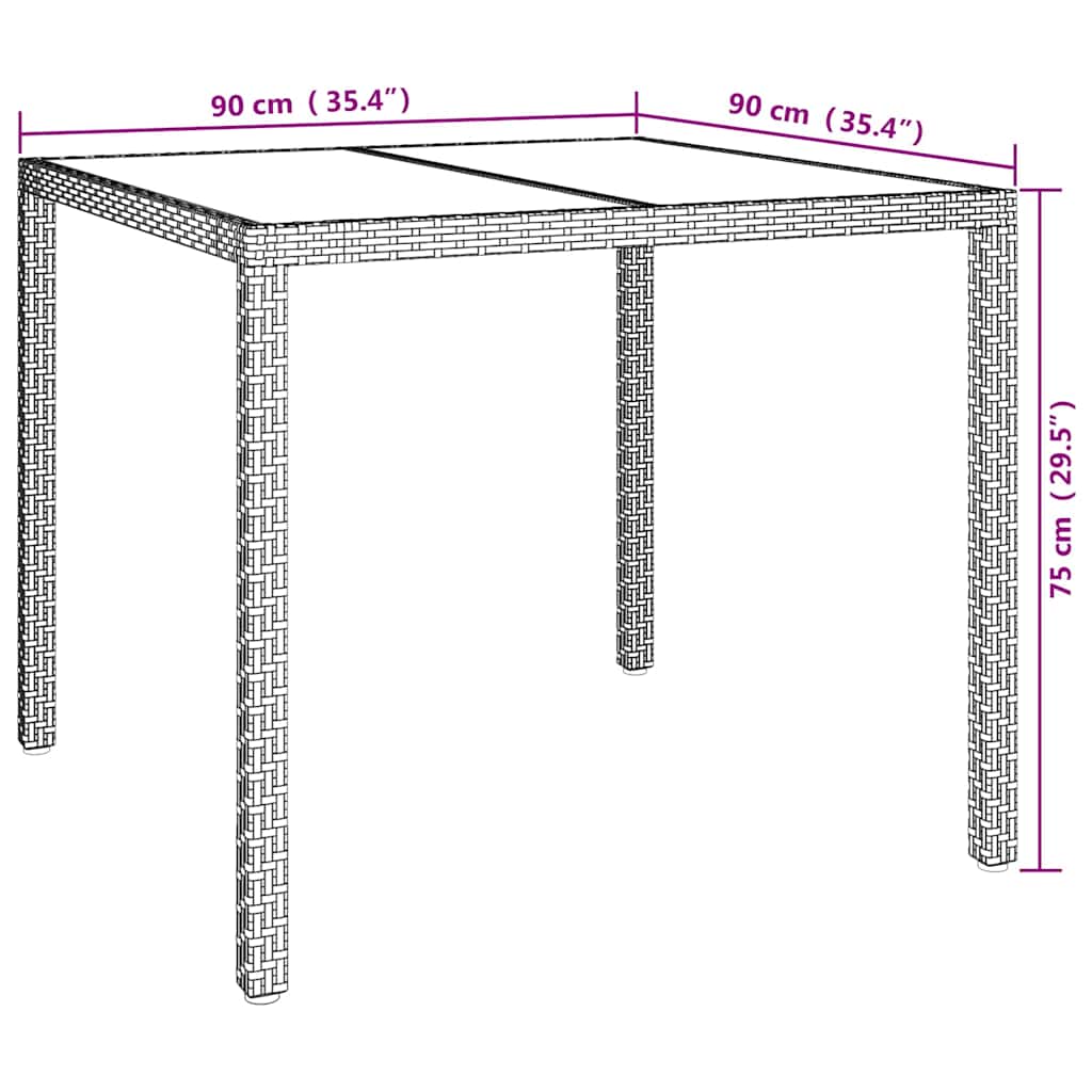 Dārza pusdienu galds Pelēks 90 x 90 x 75 cm Poliratāns