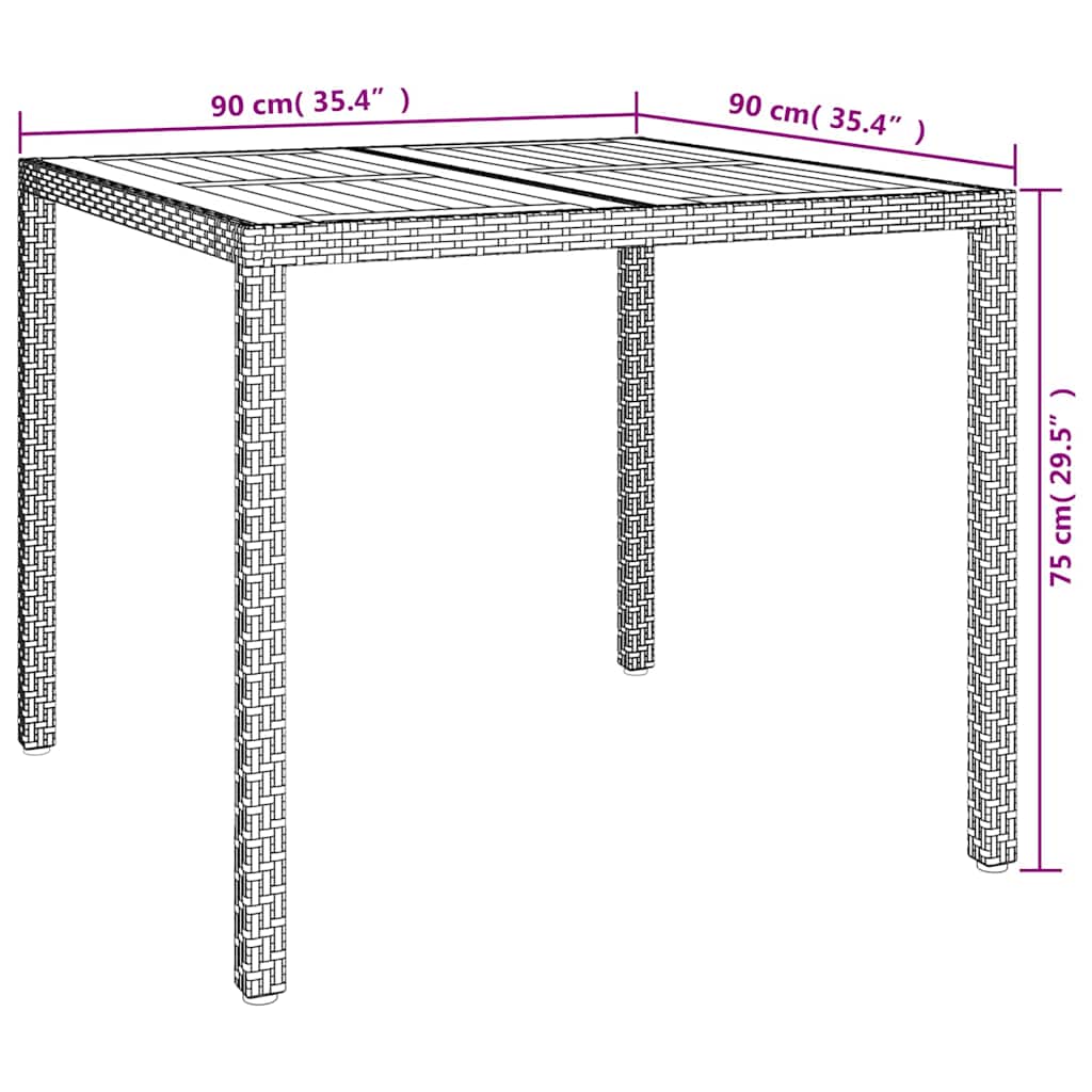 Sodo stalas Pilka 90 x 90 x 75 cm poliratanas