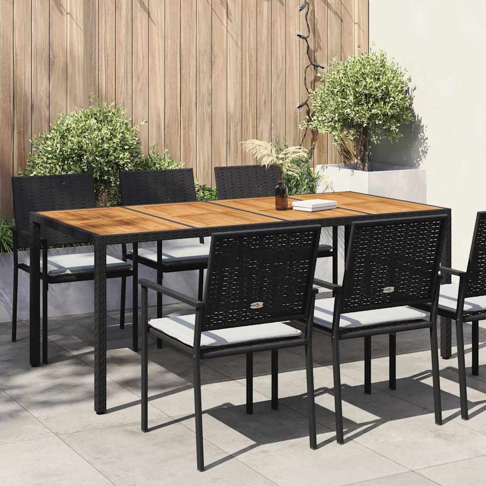 Sodo stalas Juoda 190 x 90 x 75 cm poliratanas