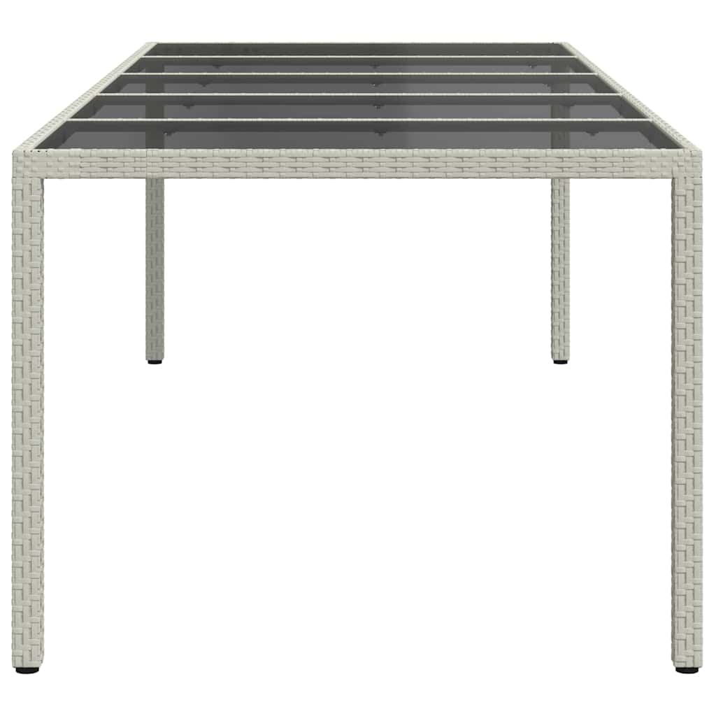 Sodo stalas, baltas, 250x100x75cm, poliratanas ir stiklas
