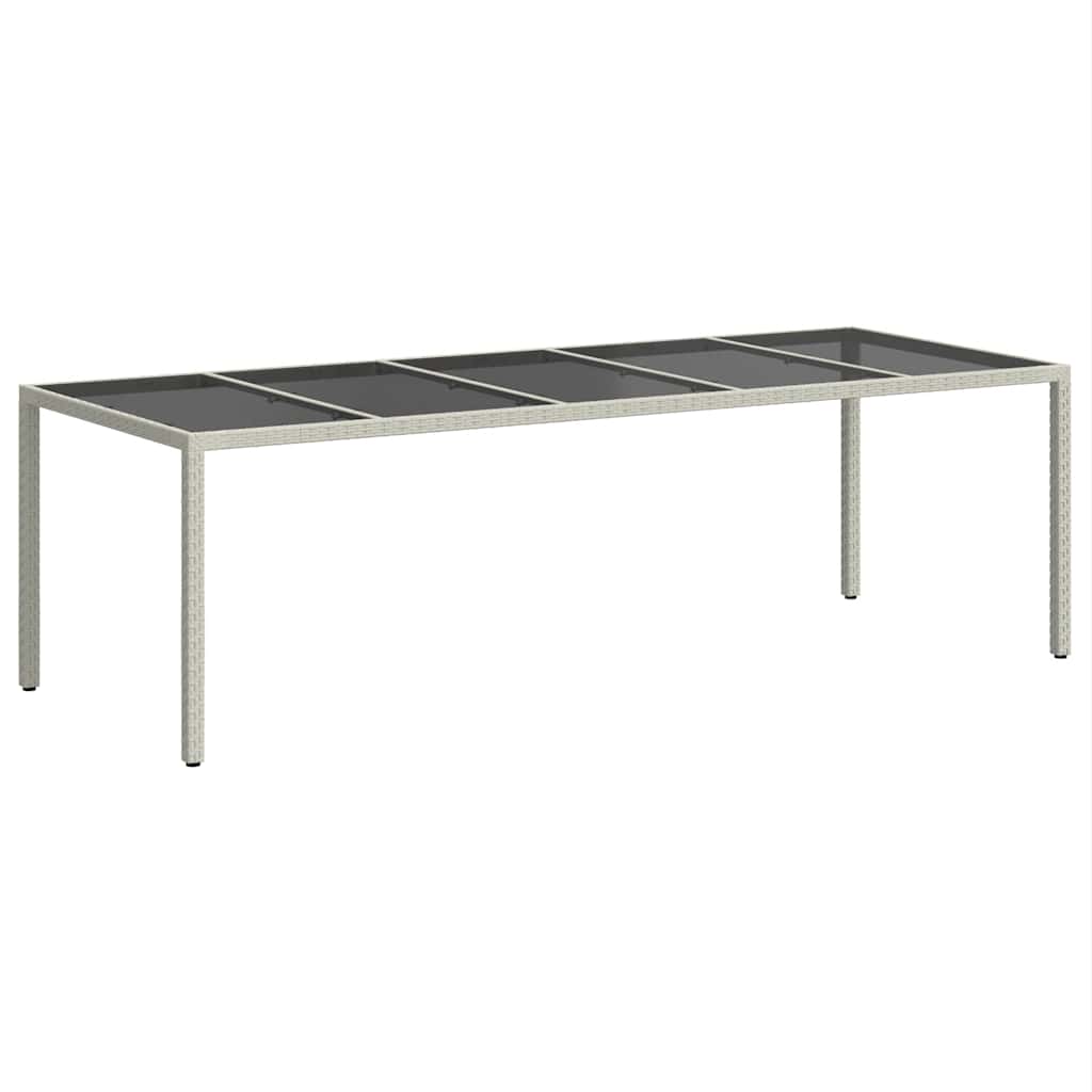 Sodo stalas, baltas, 250x100x75cm, poliratanas ir stiklas