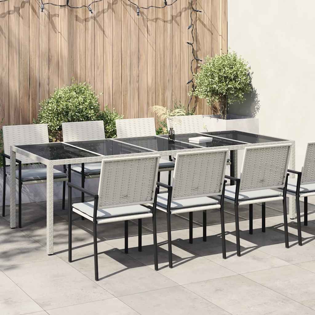 Sodo stalas, baltas, 250x100x75cm, poliratanas ir stiklas