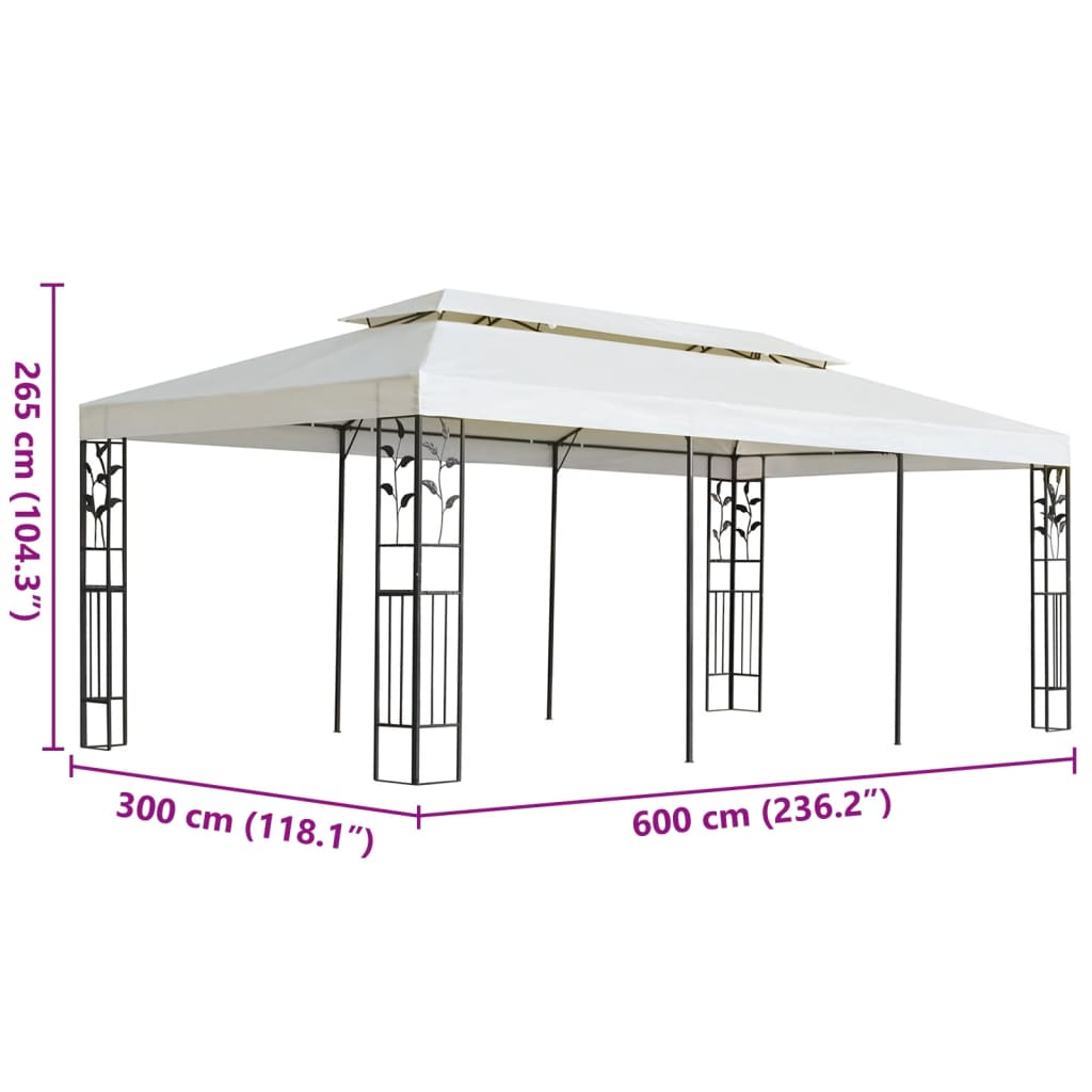 Pavėsinė dvigubu stogu TERRA, balta, 6x3m