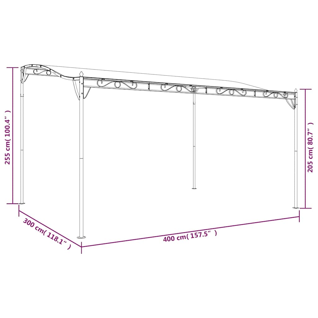 Stoginė, kreminės spalvos, 4x3m, audinys ir plienas, 180g/m²