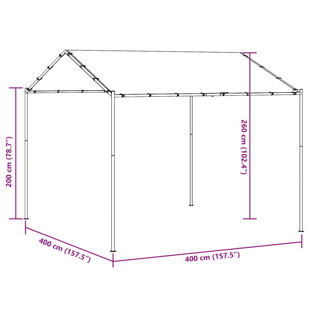 Tentinė palapinė, antracito spalvos, 4x4m, plienas ir audinys