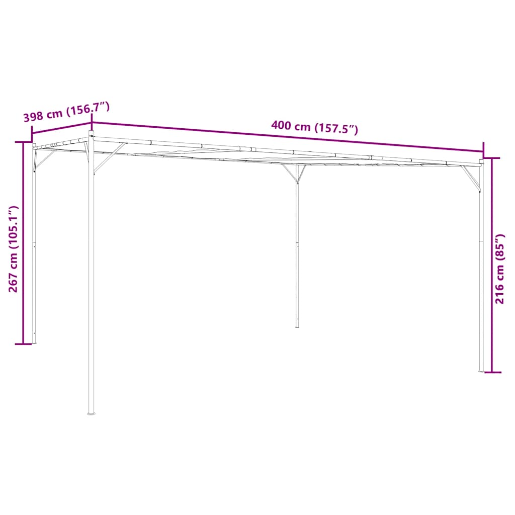 Pavėsinė, antracito spalvos, 4x4m, audinys ir plienas, 180g/m²