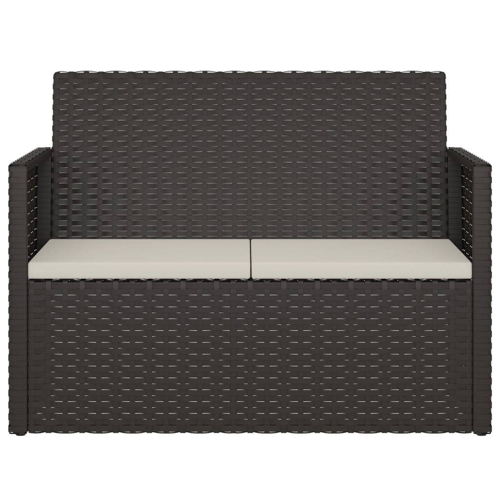 Sodo suoliukas su pagalvėlėmis, juodas, 105cm, poliratanas