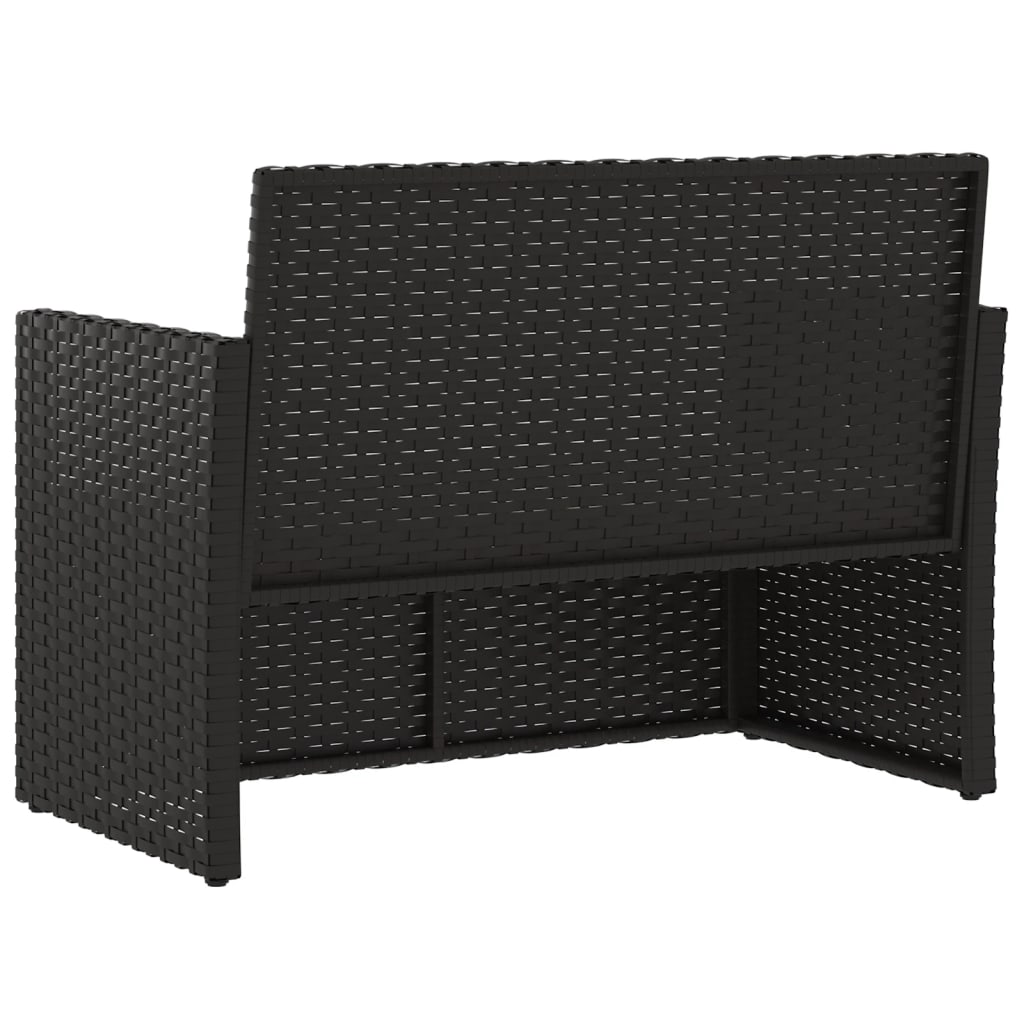 Sodo suoliukas su pagalvėlėmis, juodas, 105cm, poliratanas