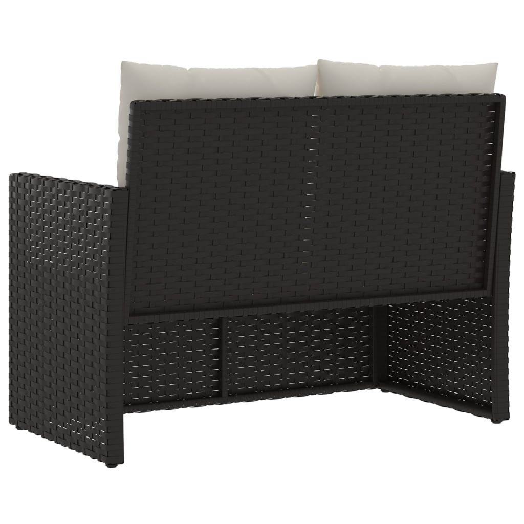 Sodo suoliukas su pagalvėlėmis, juodas, 105cm, poliratanas
