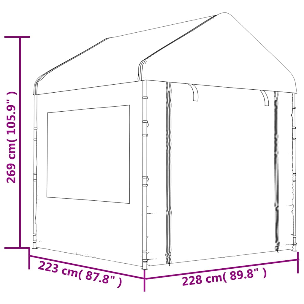 Pavėsinė su stogu WARD, balta, 2,28x2,23m