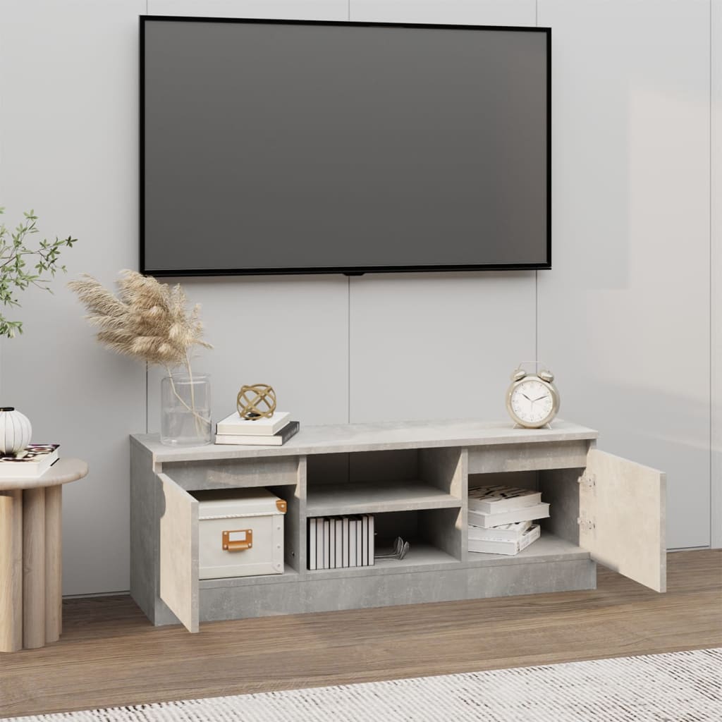 TV skapītis ar durvīm, betona pelēks, 102x30x36cm