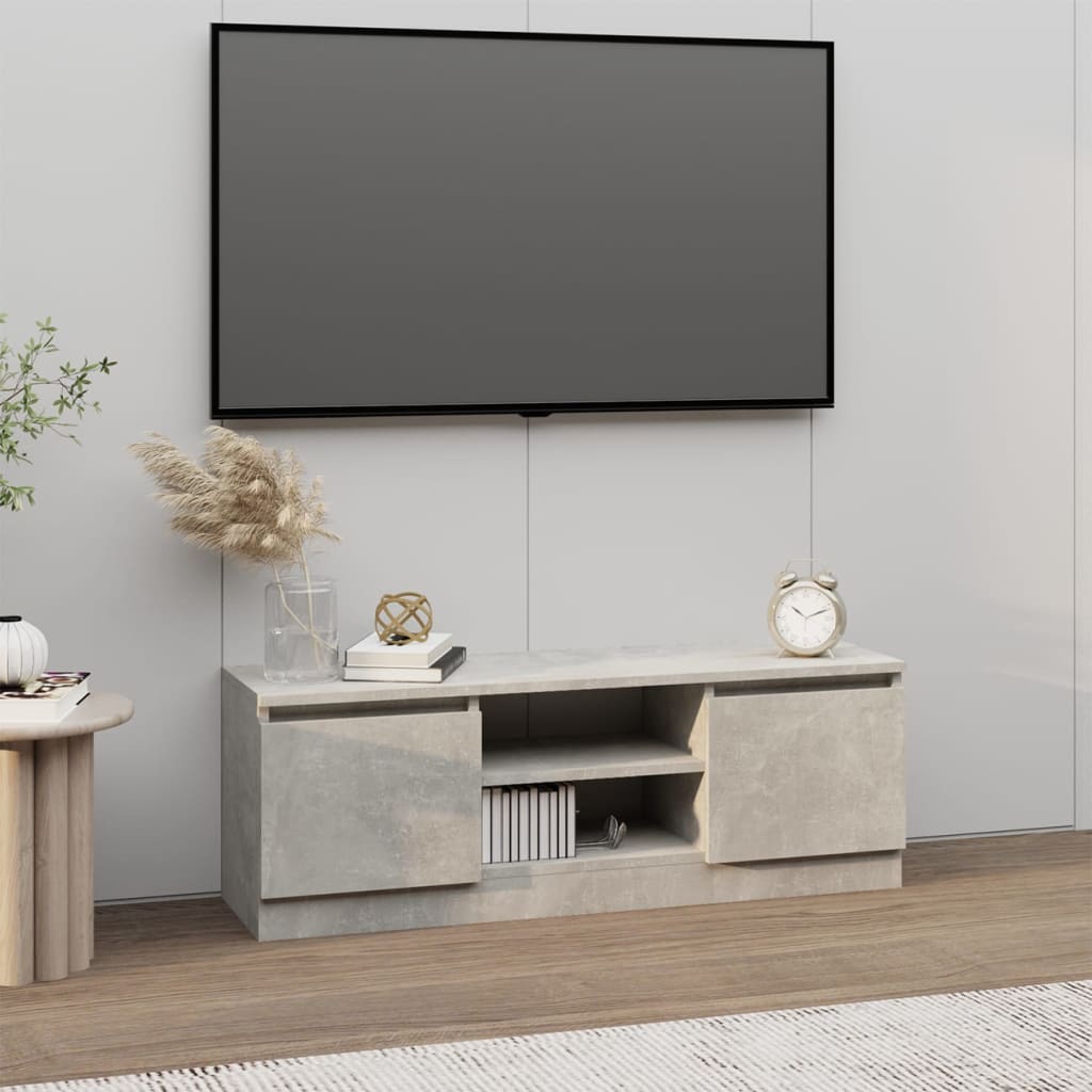 TV skapītis ar durvīm, betona pelēks, 102x30x36cm
