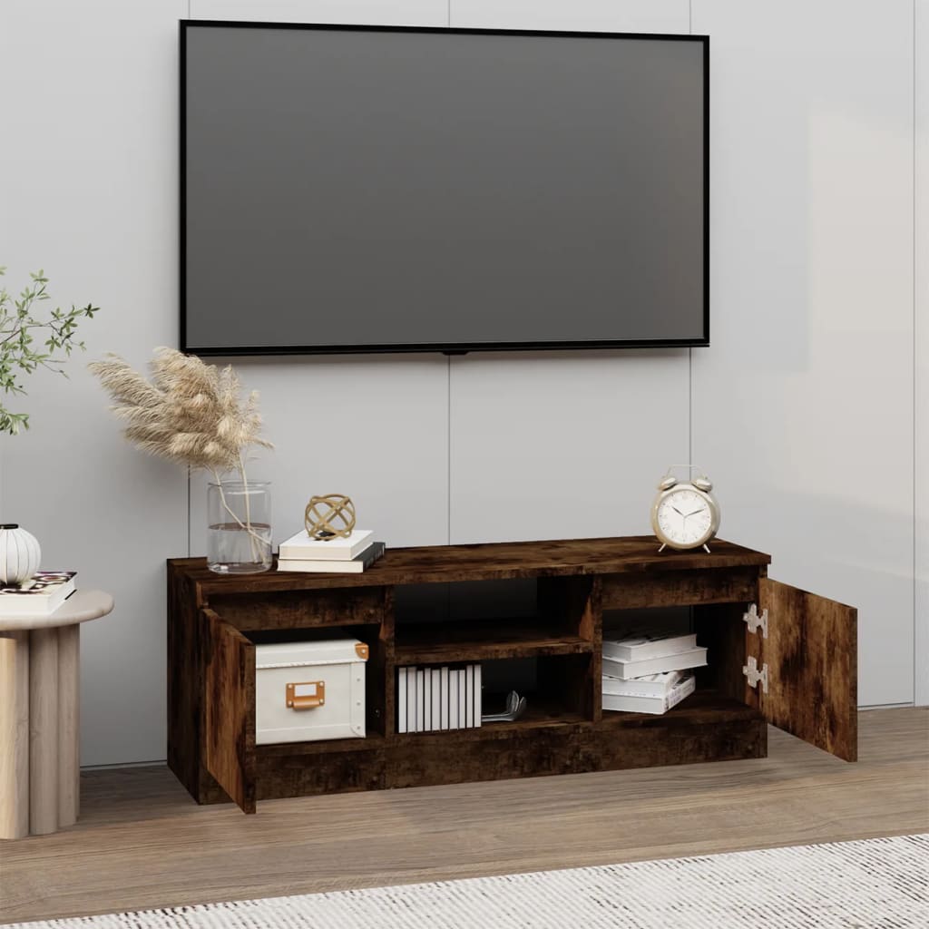 TV cabinet with doors, smoke oak, 102x30x36cm
