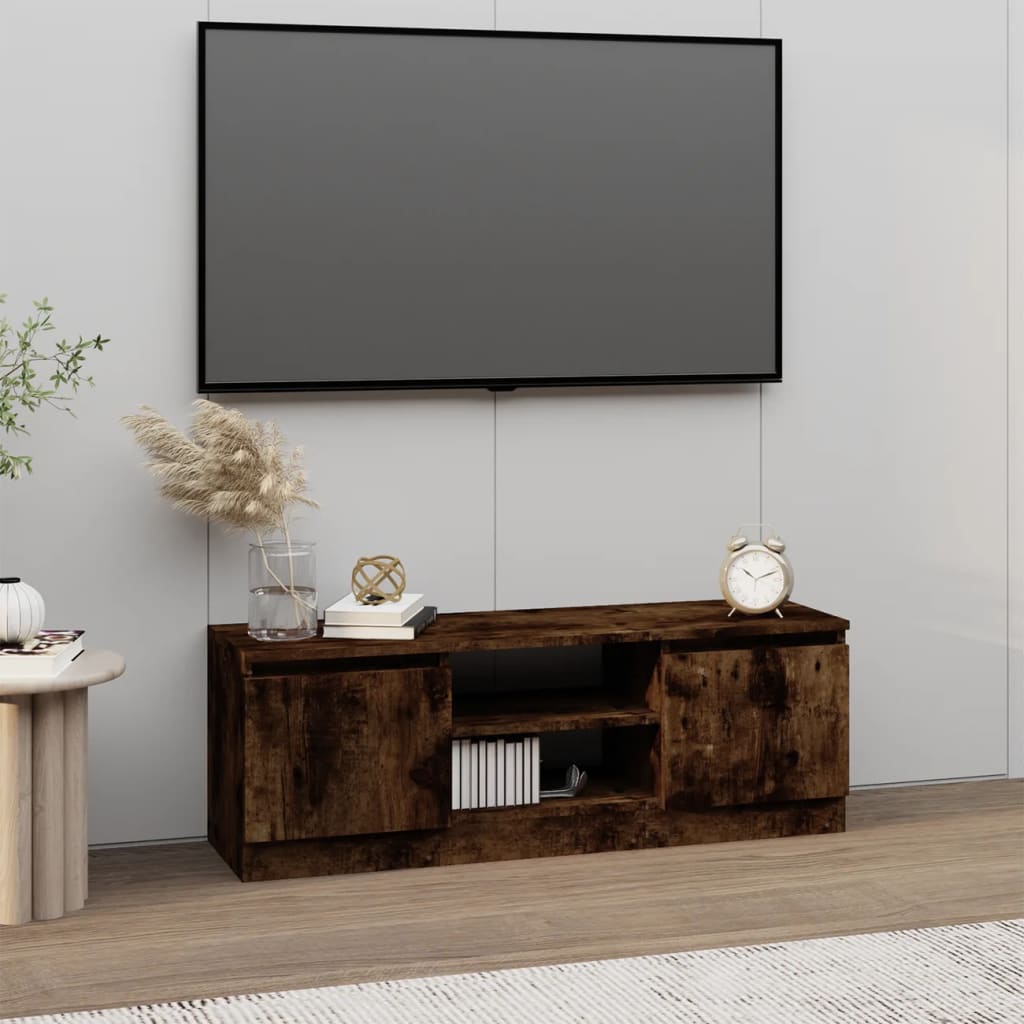 TV cabinet with doors, smoke oak, 102x30x36cm