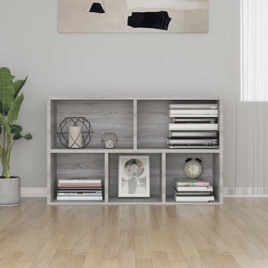 Grāmatu/sānu skapis, pelēks ozols, 50x25x80cm, koks