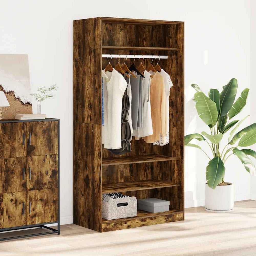 Wardrobe, smoked oak, 100x50x200cm, treated wood