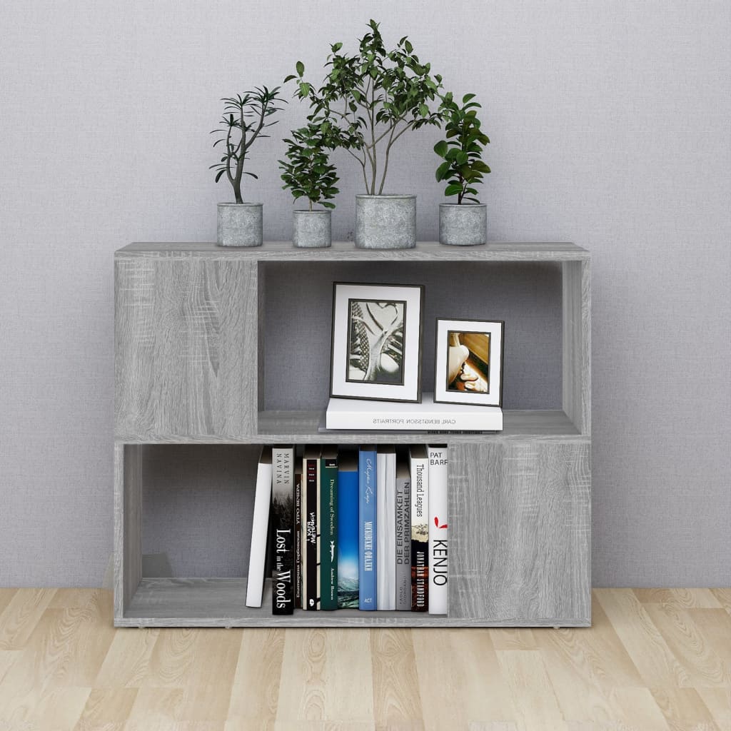 Bookcase/Room Divider, Grey Oak, 80x24x63cm