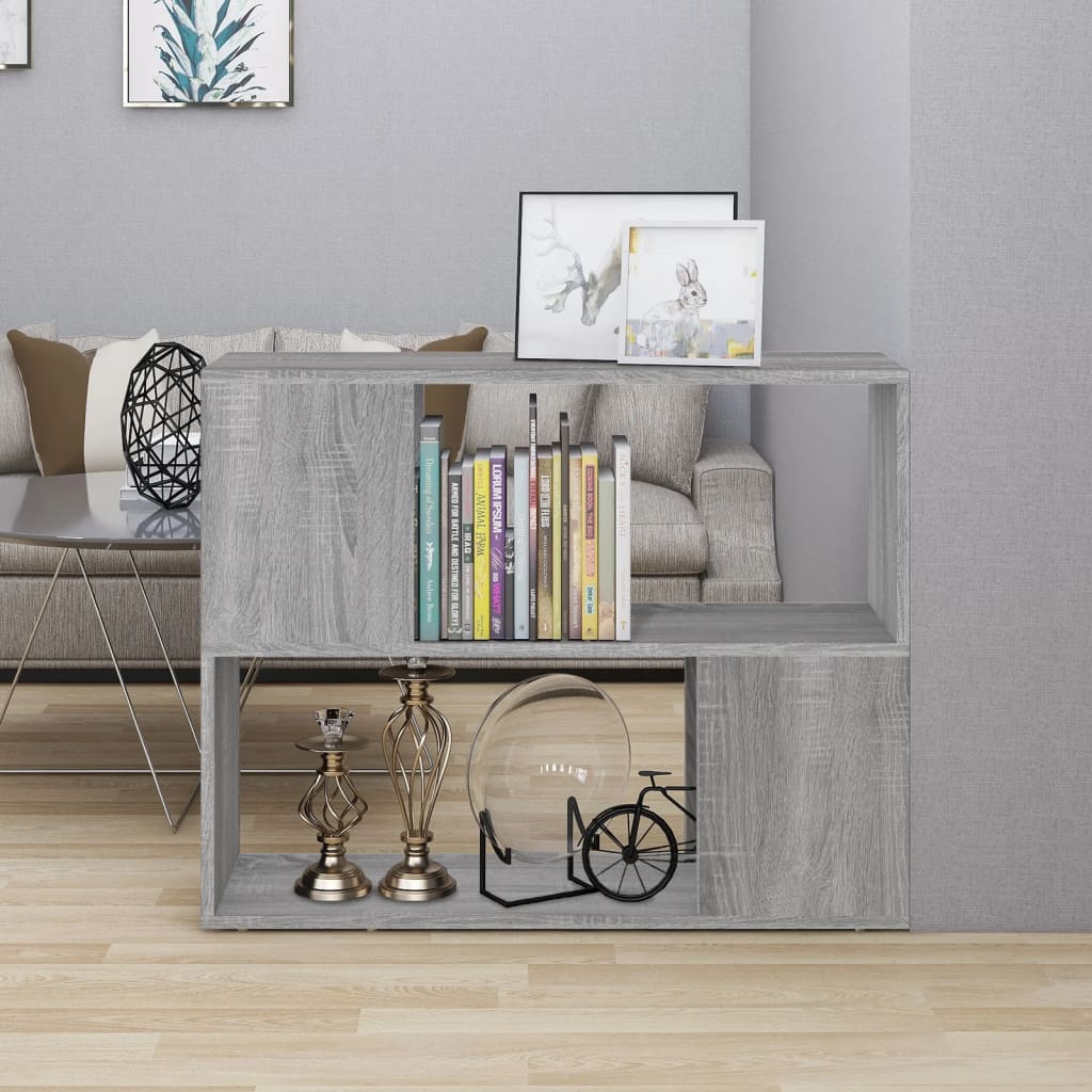 Bookcase/Room Divider, Grey Oak, 80x24x63cm