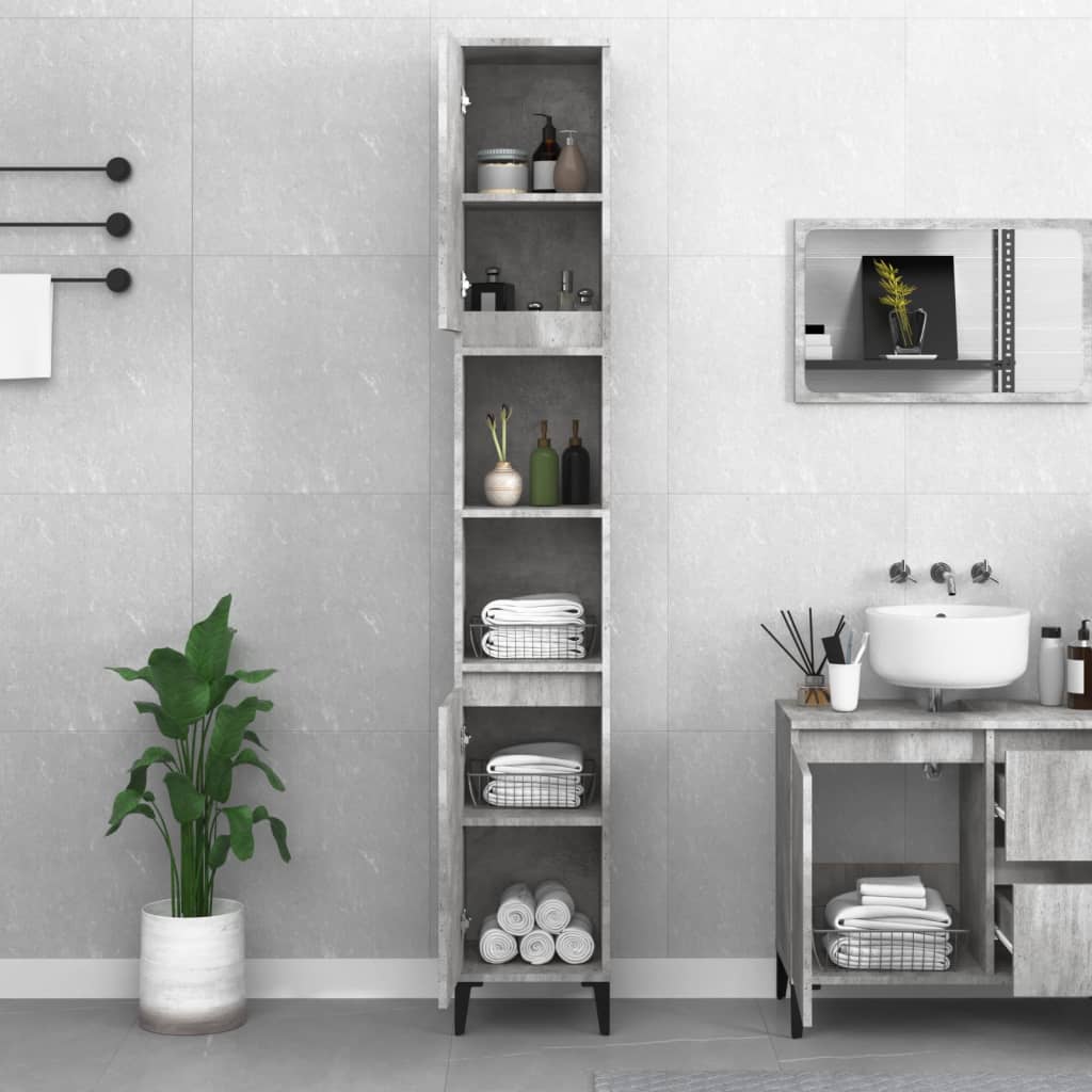 Bathroom cabinet, concrete grey, 30x30x190cm, wood