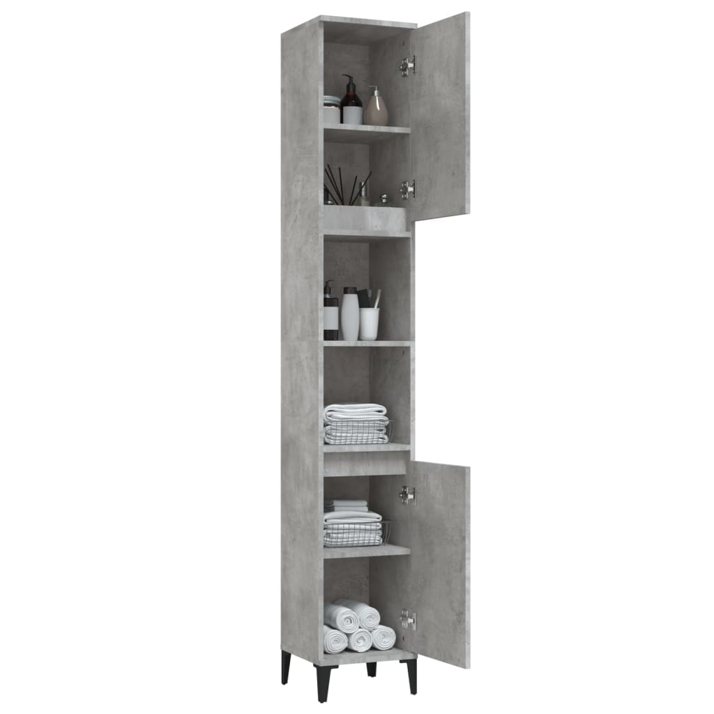 Bathroom cabinet, concrete grey, 30x30x190cm, wood