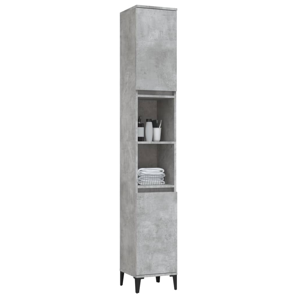 Bathroom cabinet, concrete grey, 30x30x190cm, wood